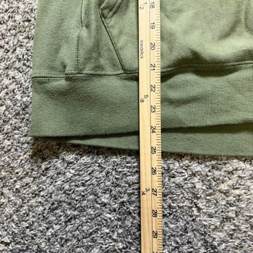 Vintage Y2K Champion Reverse Weave‎ Army Green Hoodie Frayed Pull Strings Size M